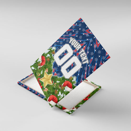 Personalised Newcastle Knights Rugby Christmas Canvas Wall Art Santa Rugby Mascot - Pine Wreath Festive