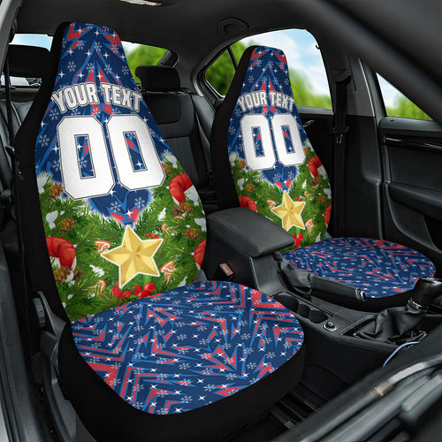 Personalised Newcastle Knights Rugby Christmas Car Seat Cover Santa Rugby Mascot - Pine Wreath Festive
