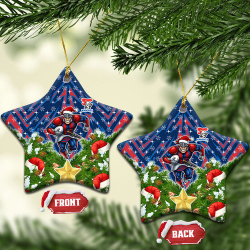 Newcastle Knights Rugby Christmas Ceramic Ornament Santa Rugby Mascot - Pine Wreath Festive
