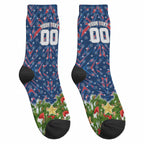 Personalised Newcastle Knights Rugby Christmas Crew Socks Santa Rugby Mascot - Pine Wreath Festive