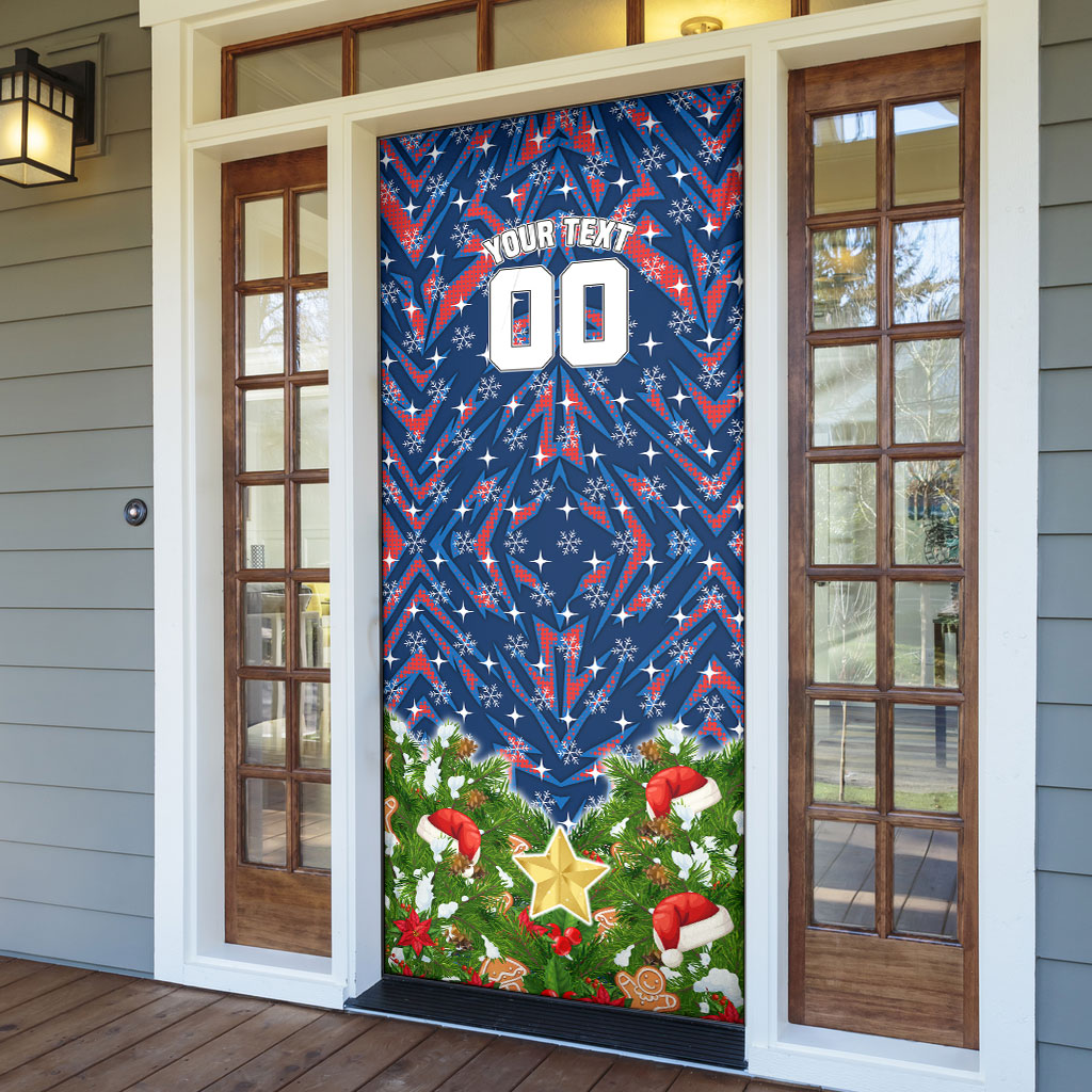 Personalised Newcastle Knights Rugby Christmas Door Cover Santa Rugby Mascot - Pine Wreath Festive
