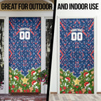 Personalised Newcastle Knights Rugby Christmas Door Cover Santa Rugby Mascot - Pine Wreath Festive
