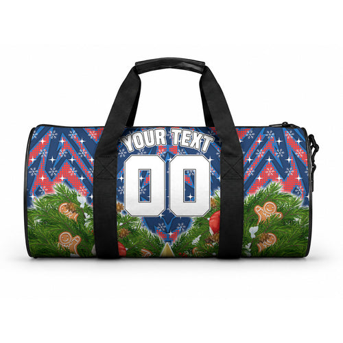 Personalised Newcastle Knights Rugby Christmas Duffle Bag Santa Rugby Mascot - Pine Wreath Festive