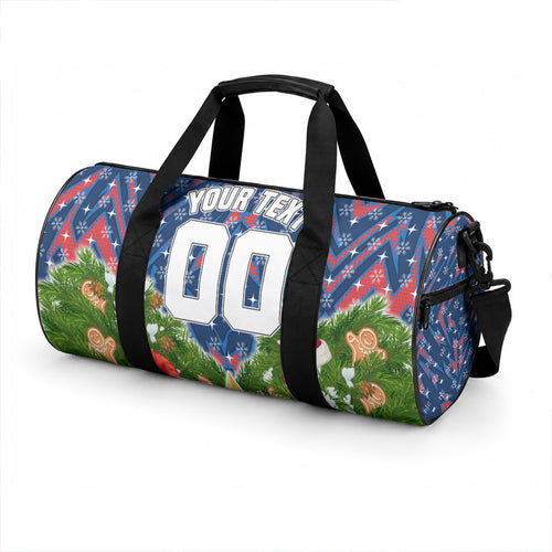 Personalised Newcastle Knights Rugby Christmas Duffle Bag Santa Rugby Mascot - Pine Wreath Festive