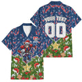 Personalised Newcastle Knights Rugby Christmas Family Matching Summer Maxi Dress and Hawaiian Shirt Santa Rugby Mascot - Pine Wreath Festive