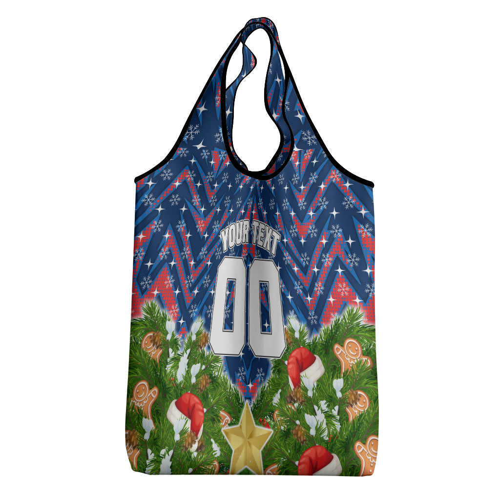 Personalised Newcastle Knights Rugby Christmas Grocery Bag Santa Rugby Mascot - Pine Wreath Festive