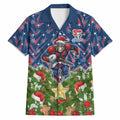 Personalised Newcastle Knights Rugby Christmas Hawaiian Shirt Santa Rugby Mascot - Pine Wreath Festive