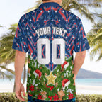 Personalised Newcastle Knights Rugby Christmas Hawaiian Shirt Santa Rugby Mascot - Pine Wreath Festive