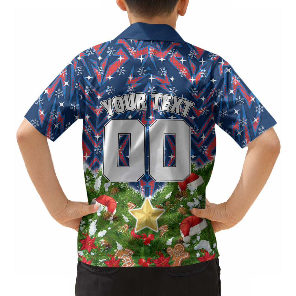 Personalised Newcastle Knights Rugby Christmas Hawaiian Shirt Santa Rugby Mascot - Pine Wreath Festive