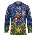 Personalised Newcastle Knights Rugby Christmas Hockey Jersey Santa Rugby Mascot - Pine Wreath Festive