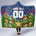 Personalised Newcastle Knights Rugby Christmas Hooded Blanket Santa Rugby Mascot - Pine Wreath Festive