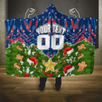 Personalised Newcastle Knights Rugby Christmas Hooded Blanket Santa Rugby Mascot - Pine Wreath Festive