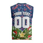 Personalised Newcastle Knights Rugby Christmas Knitted V-Neck Vest Santa Rugby Mascot - Pine Wreath Festive