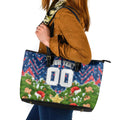 Personalised Newcastle Knights Rugby Christmas Leather Tote Bag Santa Rugby Mascot - Pine Wreath Festive