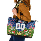 Personalised Newcastle Knights Rugby Christmas Leather Tote Bag Santa Rugby Mascot - Pine Wreath Festive