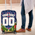 Personalised Newcastle Knights Rugby Christmas Luggage Cover Santa Rugby Mascot - Pine Wreath Festive