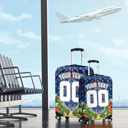 Personalised Newcastle Knights Rugby Christmas Luggage Cover Santa Rugby Mascot - Pine Wreath Festive
