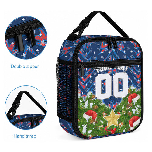 Personalised Newcastle Knights Rugby Christmas Lunch Bag Santa Rugby Mascot - Pine Wreath Festive