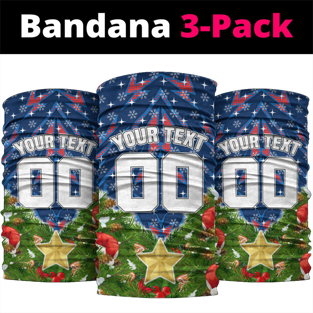 Personalised Newcastle Knights Rugby Christmas Neck Gaiter Santa Rugby Mascot - Pine Wreath Festive