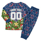 Personalised Newcastle Knights Rugby Christmas Pajama Set Santa Rugby Mascot - Pine Wreath Festive