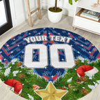 Personalised Newcastle Knights Rugby Christmas Round Carpet Santa Rugby Mascot - Pine Wreath Festive