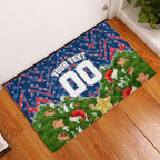 Personalised Newcastle Knights Rugby Christmas Rubber Doormat Santa Rugby Mascot - Pine Wreath Festive