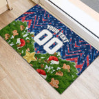 Personalised Newcastle Knights Rugby Christmas Rubber Doormat Santa Rugby Mascot - Pine Wreath Festive
