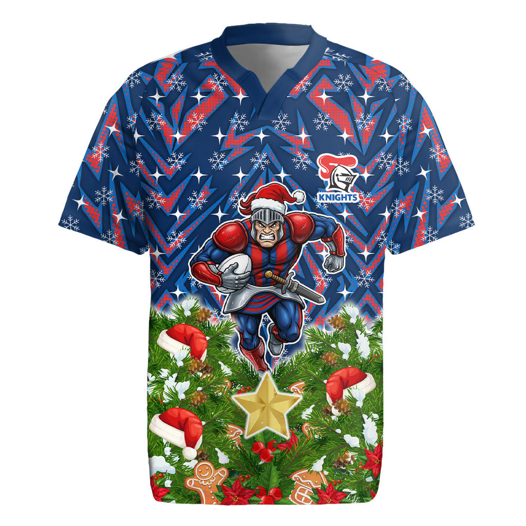 Personalised Newcastle Knights Rugby Christmas Rugby Jersey Santa Rugby Mascot - Pine Wreath Festive