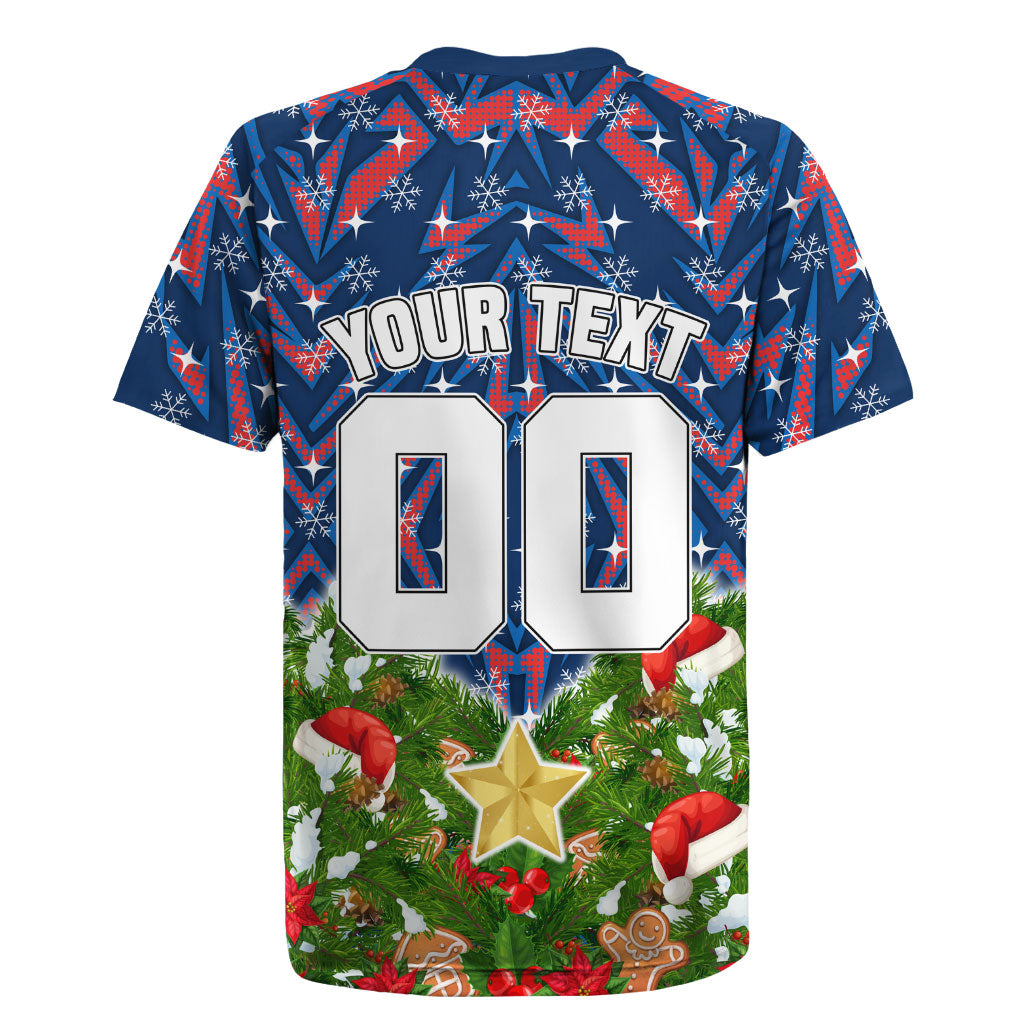 Personalised Newcastle Knights Rugby Christmas Rugby Jersey Santa Rugby Mascot - Pine Wreath Festive