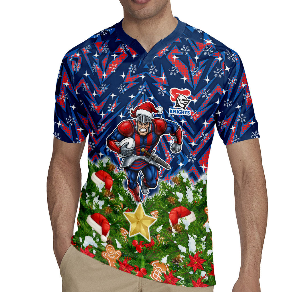 Personalised Newcastle Knights Rugby Christmas Rugby Jersey Santa Rugby Mascot - Pine Wreath Festive