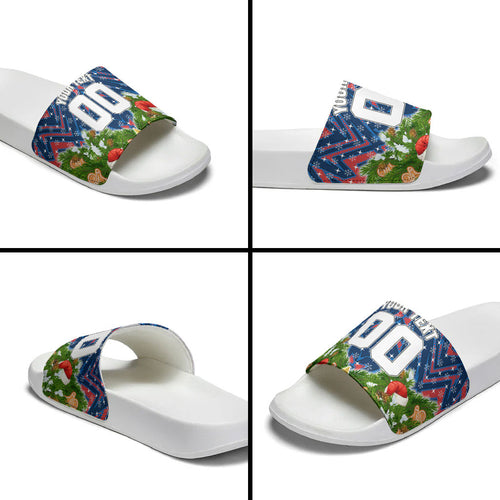 Personalised Newcastle Knights Rugby Christmas Slide Sandals Santa Rugby Mascot - Pine Wreath Festive