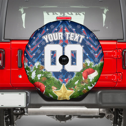 Personalised Newcastle Knights Rugby Christmas Spare Tire Cover Santa Rugby Mascot - Pine Wreath Festive
