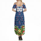 Personalised Newcastle Knights Rugby Christmas Summer Maxi Dress Santa Rugby Mascot - Pine Wreath Festive
