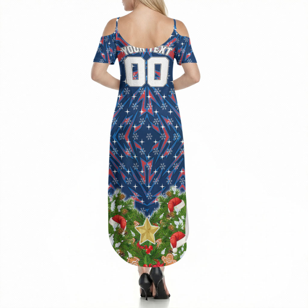 Personalised Newcastle Knights Rugby Christmas Summer Maxi Dress Santa Rugby Mascot - Pine Wreath Festive