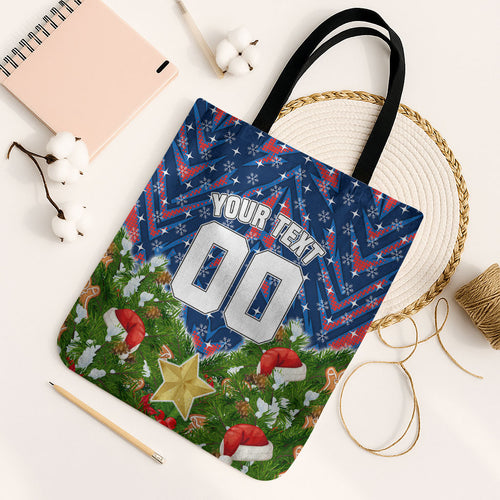 Personalised Newcastle Knights Rugby Christmas Tote Bag Santa Rugby Mascot - Pine Wreath Festive