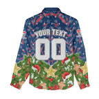Personalised Newcastle Knights Rugby Christmas Women Casual Shirt Santa Rugby Mascot - Pine Wreath Festive