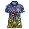 Personalised Newcastle Knights Rugby Christmas Women Polo Shirt Santa Rugby Mascot - Pine Wreath Festive