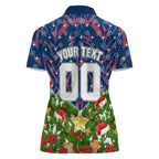 Personalised Newcastle Knights Rugby Christmas Women Polo Shirt Santa Rugby Mascot - Pine Wreath Festive