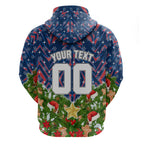 Personalised Newcastle Knights Rugby Christmas Zip Hoodie Santa Rugby Mascot - Pine Wreath Festive