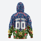 Personalised Newcastle Knights Rugby Christmas Zip Hoodie Santa Rugby Mascot - Pine Wreath Festive
