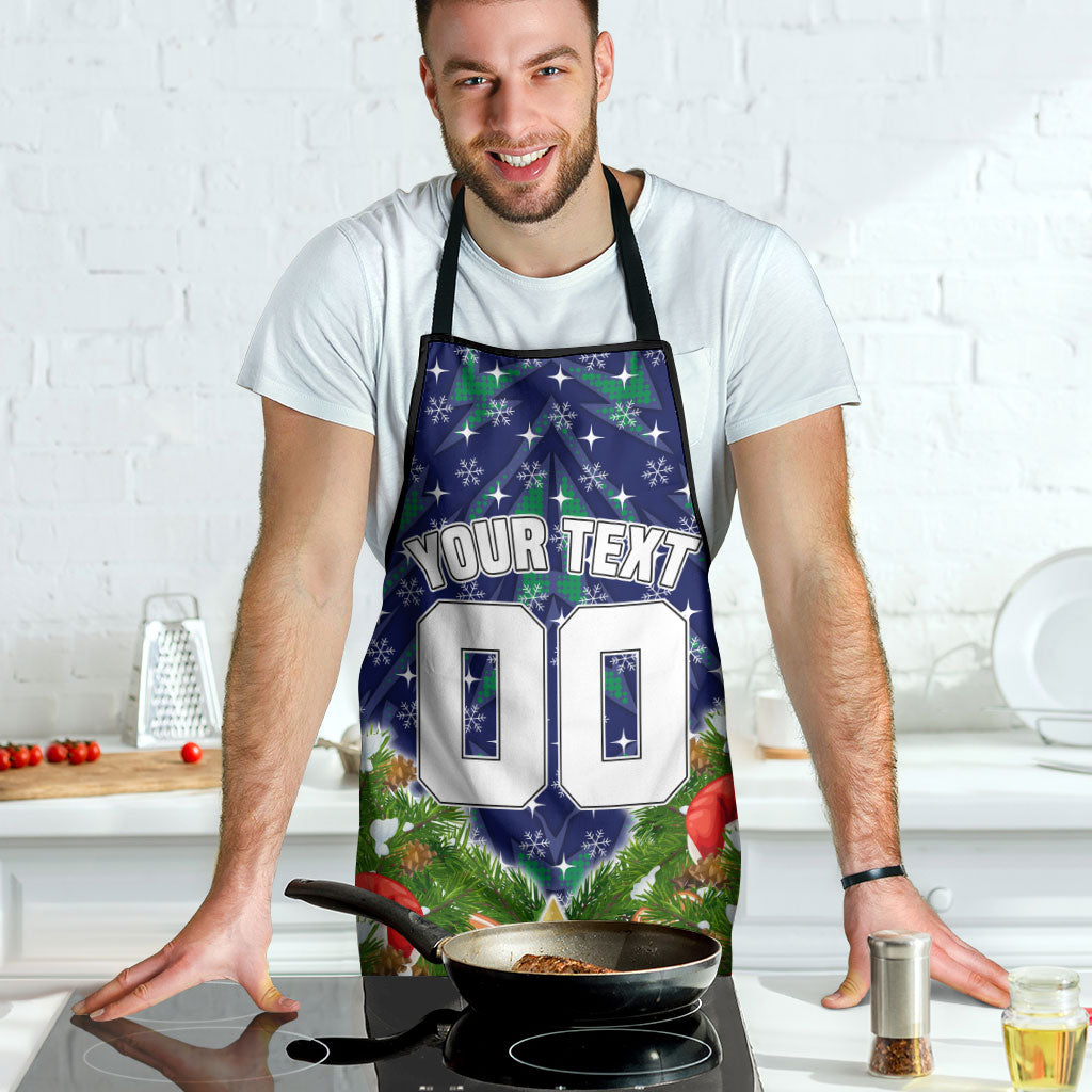 Personalised New Zealand Warriors Rugby Christmas Apron Santa Rugby Mascot - Pine Wreath Festive