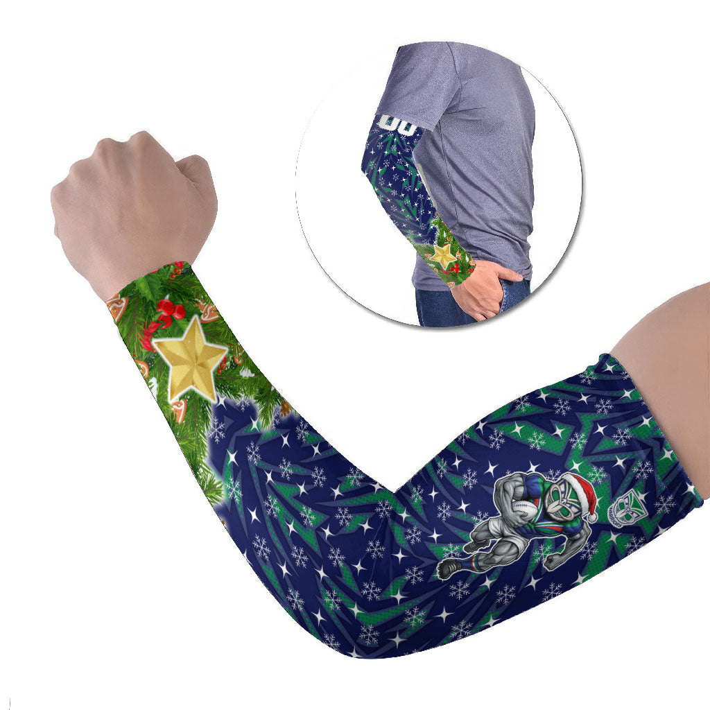 Personalised New Zealand Warriors Rugby Christmas Arm Sleeves Santa Rugby Mascot - Pine Wreath Festive