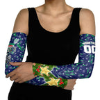 Personalised New Zealand Warriors Rugby Christmas Arm Sleeves Santa Rugby Mascot - Pine Wreath Festive