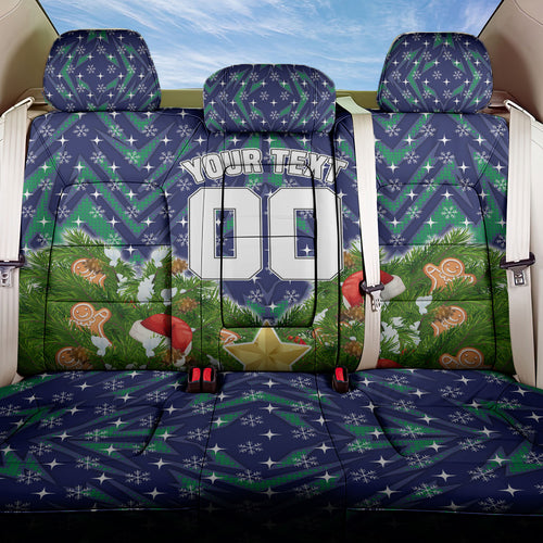 Personalised New Zealand Warriors Rugby Christmas Back Car Seat Cover Santa Rugby Mascot - Pine Wreath Festive