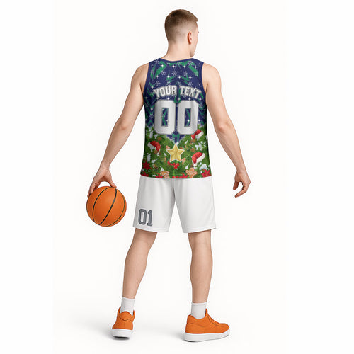 Personalised New Zealand Warriors Rugby Christmas Basketball Jersey Santa Rugby Mascot - Pine Wreath Festive