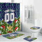 Personalised New Zealand Warriors Rugby Christmas Bathroom Set Santa Rugby Mascot - Pine Wreath Festive