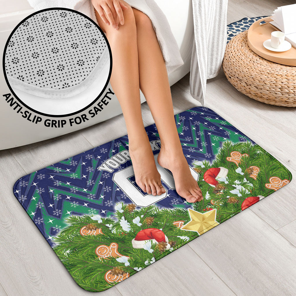 Personalised New Zealand Warriors Rugby Christmas Bathroom Set Santa Rugby Mascot - Pine Wreath Festive