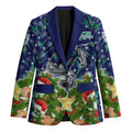 Personalised New Zealand Warriors Rugby Christmas Blazer Santa Rugby Mascot - Pine Wreath Festive