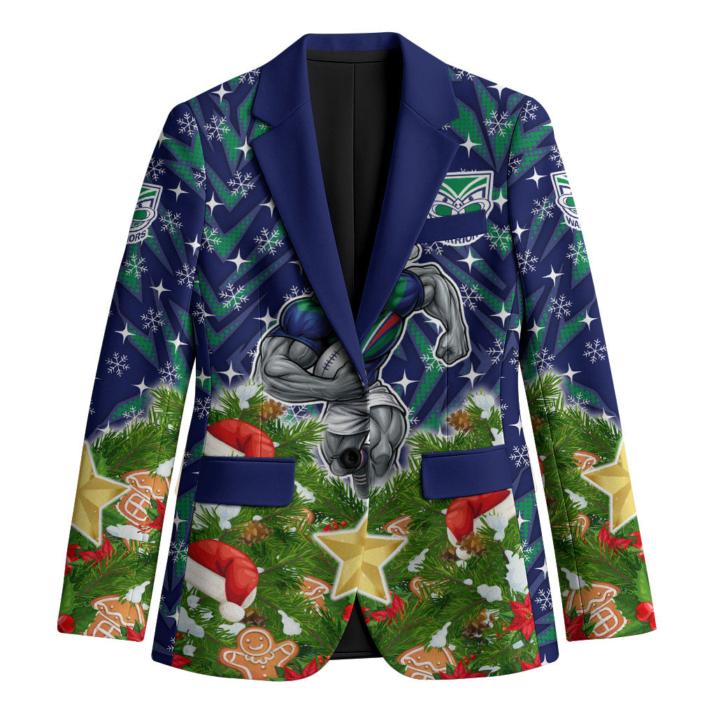 Personalised New Zealand Warriors Rugby Christmas Blazer Santa Rugby Mascot - Pine Wreath Festive