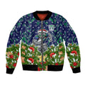 Personalised New Zealand Warriors Rugby Christmas Bomber Jacket Santa Rugby Mascot - Pine Wreath Festive